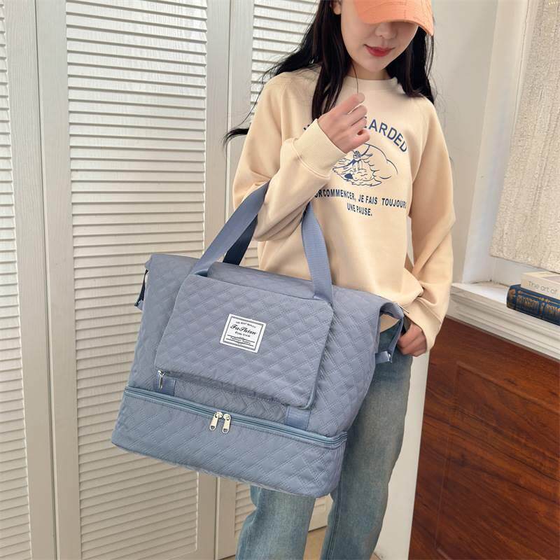 TRAVEL BAG FOLDABLE OVERSIZED FITNESS DUFFLE BAG SHORT-DISTANCE DRY AND WET HAND-HELD SEPARATION BUSINESS TRIP LARGE CAPACITY FOR PRODUCTION STORAGE