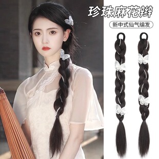 假发辫子女高马尾仿真发麻花辫子民国风蝴蝶结拳击辫假发马尾