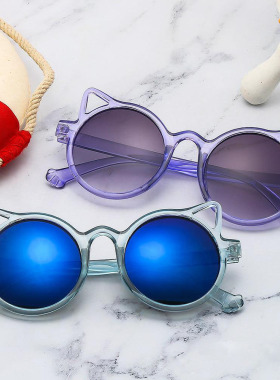 新款儿童太阳镜 时尚猫耳朵墨镜 儿童装饰眼镜 可爱宝宝太阳眼镜