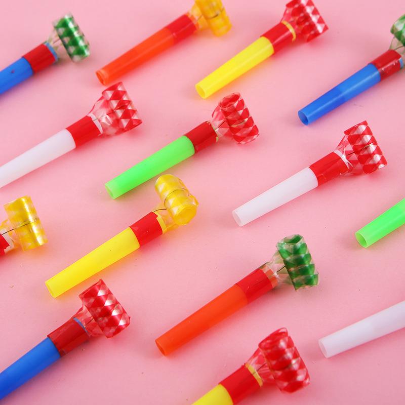 糖果色吹龙口哨儿童生日派对塑料玩具多彩吹龙卷小喇叭道具定制