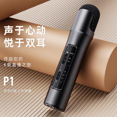 P1无线麦克风全名K歌录音手持话筒手机电脑平板唱歌神器话筒定制