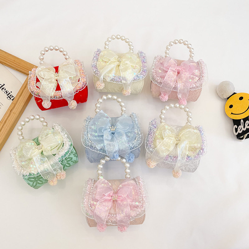 韩版儿童包时尚公主蝴蝶结手提包洋气女孩小香风链条斜挎包单肩包