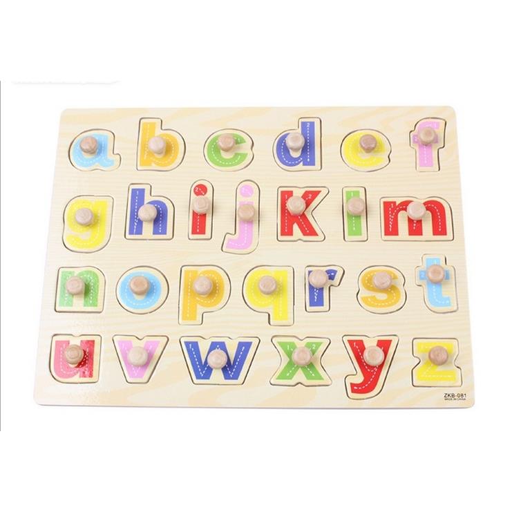 木制质英文小写字母认知手抓板拼图拼板 儿童益智宝宝动手玩具