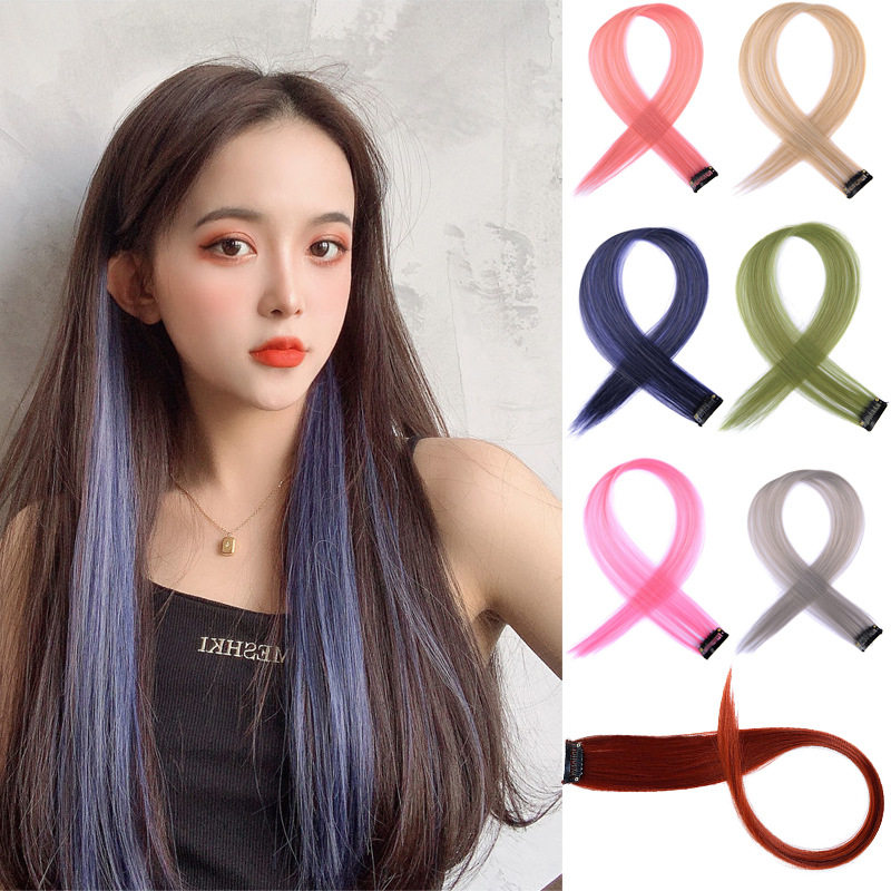 假发片接发片彩色发片直发片卷发片女士长短彩色接发仿高温丝
