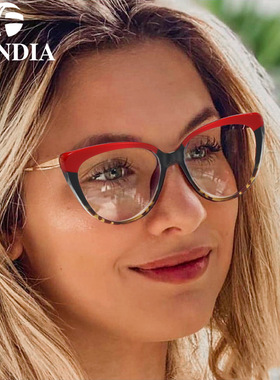 TR92388 金属弹簧腿猫镜架防眼镜配近视眼镜框 TR90平光镜女