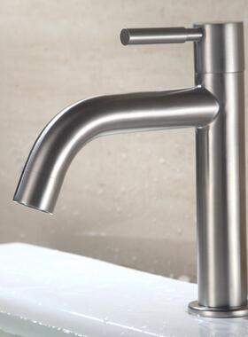 不锈钢枪灰色 黑色拉丝电镀单冷弯咀台盆洗脸盆冷热弯咀水龙头定