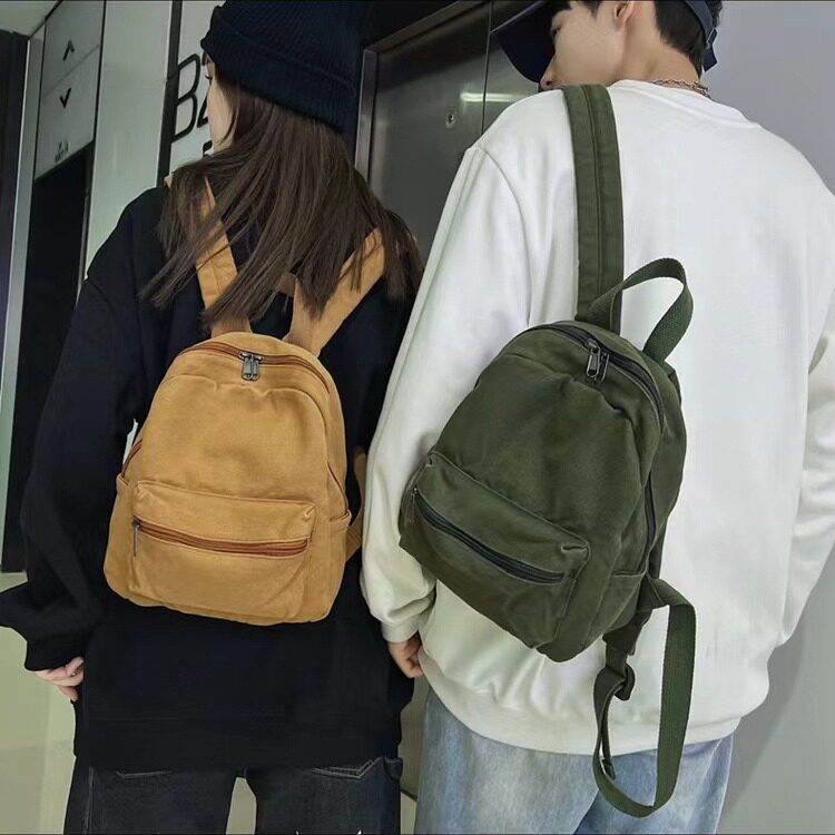 书包女ins港风森系复古做旧大学生双肩包女欧美时尚水洗帆布背包