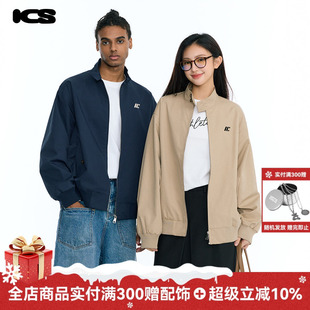 ics 2024秋外套 iconslab绣花复古老干部立领夹克卡其色宽松美式