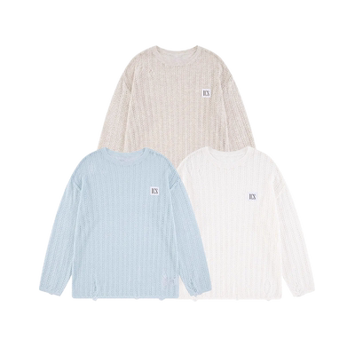 ics丨iconslab轻薄镂空长袖针织罩衫休闲宽松透气男女T恤情侣秋