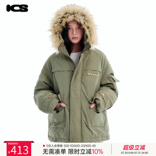 iconslab巴恩风连帽拆卸毛领派克棉服棉袄外套 ics 秦奋同款