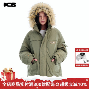 iconslab巴恩风连帽拆卸毛领派克棉服棉袄外套 ics 秦奋同款