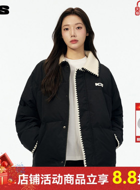 ics丨iconslab贝壳绣羊羔短款羽绒服90白鸭绒新款秋冬门襟外套女