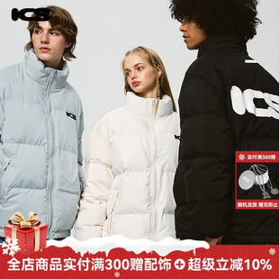 ics iconslab三防特氟龙刻字膜胶章立领90白鸭绒羽绒服情侣外套