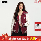 棒球服情侣款 ics iconslab花边连帽美式 秋冬宽松设计感小众外套