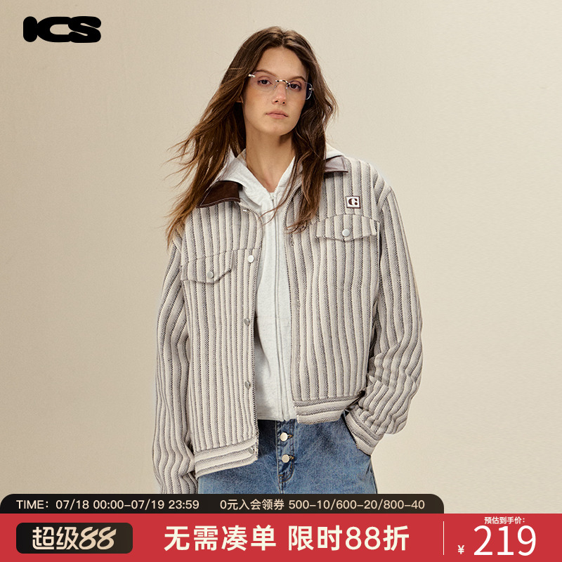 【黄俊捷同款】ics丨iconslab撞色拼皮复古肌理夹克美式休闲外套