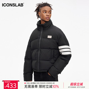 外套冬季 条纹羽绒服宽松休闲情侣装 棉服男女 iconslab基础版 ics