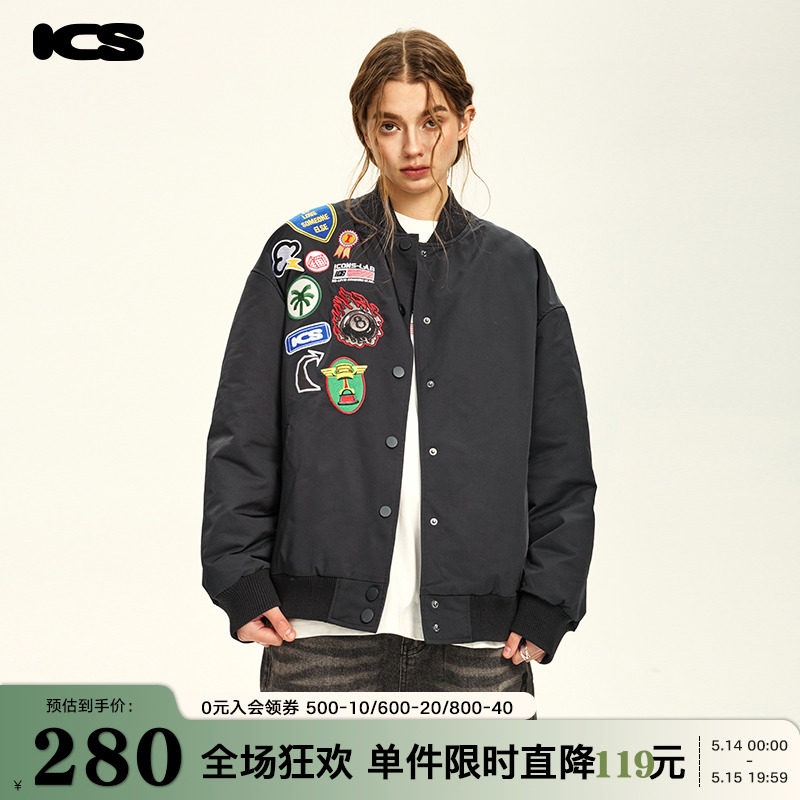 iconslab重工贴布刺绣彩色徽章棒球服夹克男2024春季美式潮牌外套-封面