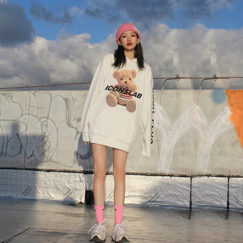 【张真源同款】ICONSLAB联名SSUR PLUS小熊卫衣卡通帽衫情侣外套