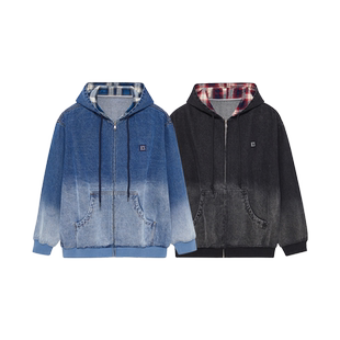 ics丨iconslab美式街头重工水洗牛仔外套情侣秋潮牌宽松情侣夹克