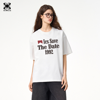 ics丨iconslab前胸基础排版印花短袖情侣男女装T恤潮牌2025新款