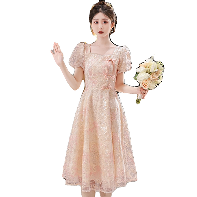 敬酒服新娘订婚泡泡袖中式