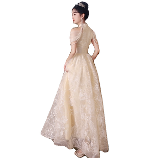 晚礼服女高级感生日宴会轻奢小众高端绝美新款中式旗袍年会挂脖裙