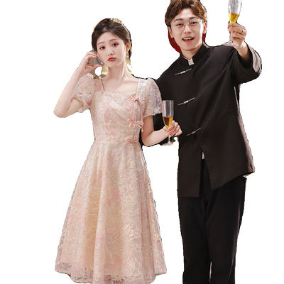 敬酒服新娘2025新款订婚礼服结婚回门便装新中式蕾丝连衣裙春夏季