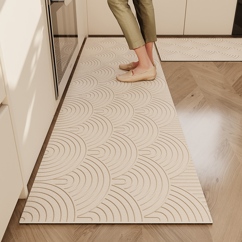 简约侘寂风皮革厨房地垫吸水防滑脚垫长条L形地毯家用易清洗门垫