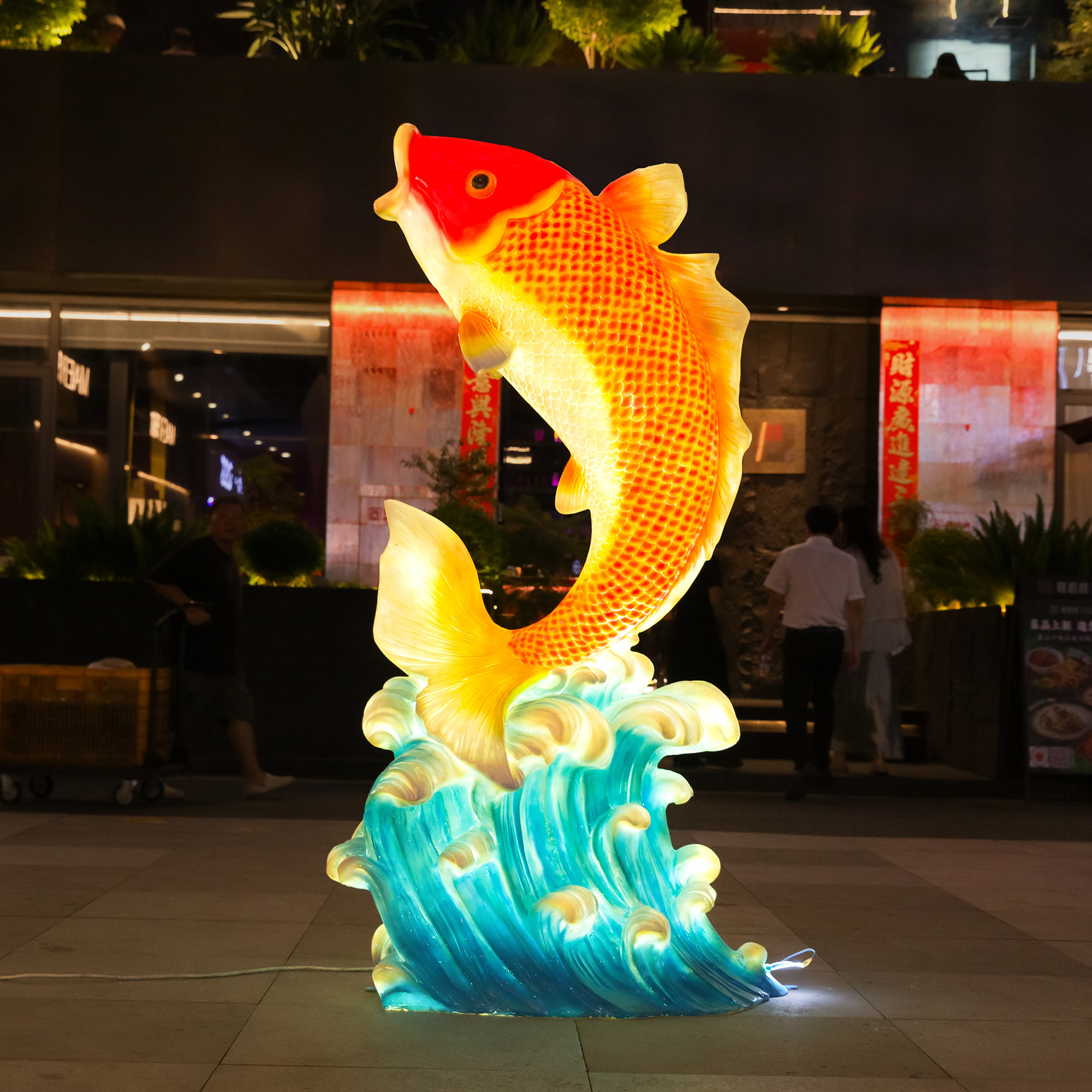 玻璃钢发光仿真鱼雕塑大闸蟹摆件餐厅海鲜大排档迎宾装饰烤串雕塑