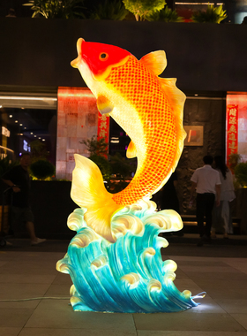 玻璃钢发光仿真鱼雕塑大闸蟹摆件餐厅海鲜大排档迎宾装饰烤串雕塑
