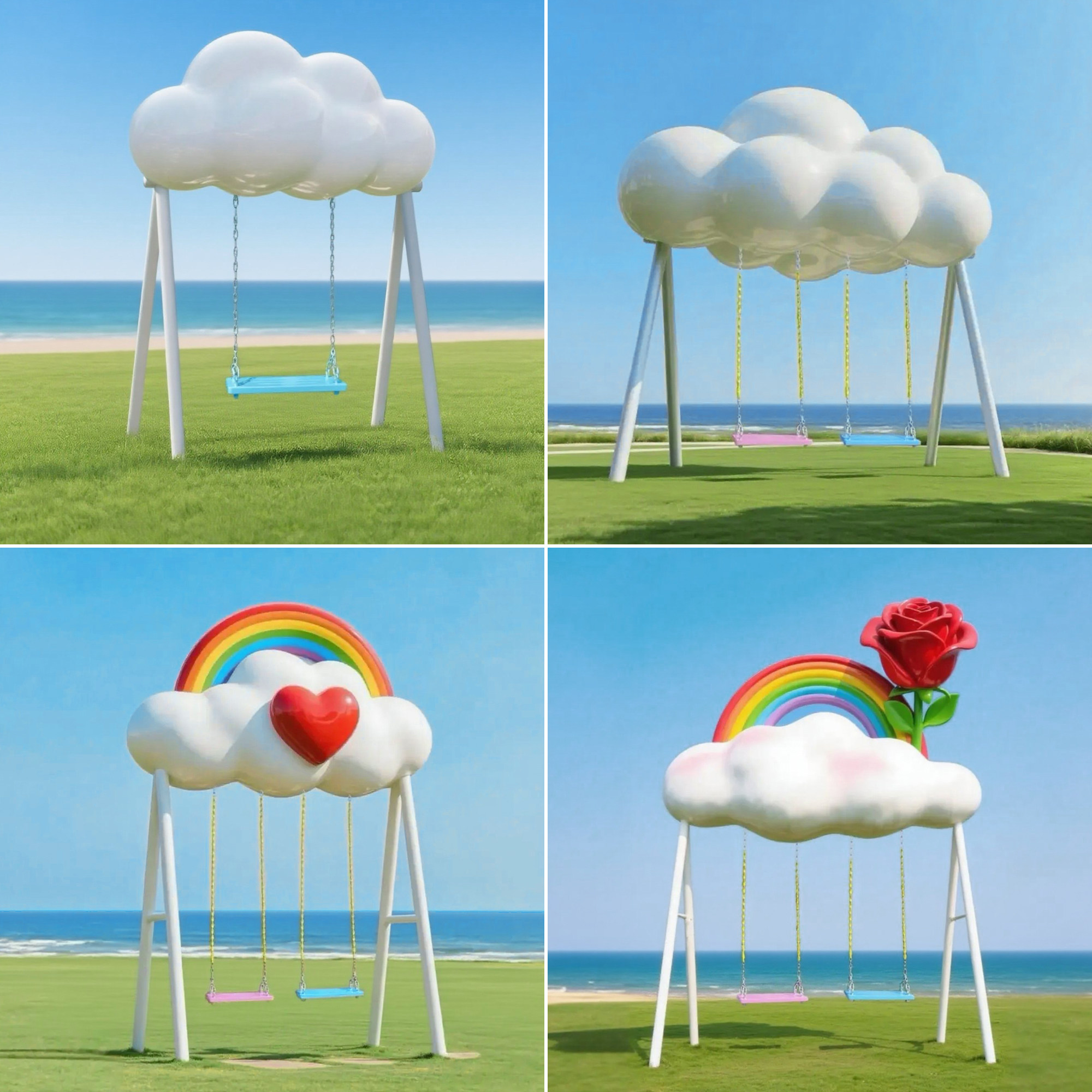网红云朵秋千雕塑爱心彩虹造型海边民宿景区商场游乐园装饰大摆件,家居饰品,户外/庭院摆件,淘宝优惠券,粉丝福利购,淘宝优惠卷