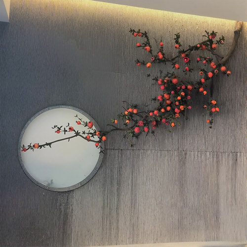 餐厅会所装饰造景仿真倒挂石榴树