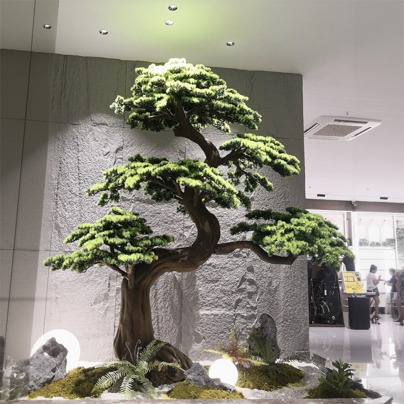 仿真雕刻松酒店高档会所假树造景