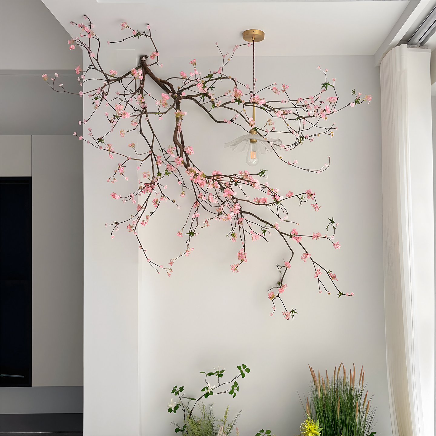 仿真花树悬挂花树枝仿真树室内