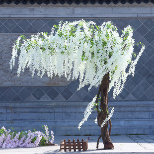 米拉迪仿真紫藤树假树假花许愿树客厅装 包邮 饰绿色绿植物绢花实木