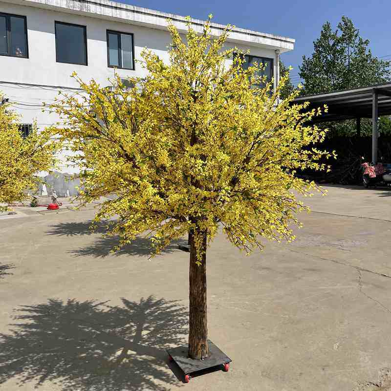 仿真迎春花树报春花假树寸寸金树舞台布景展示酒店装饰摆件