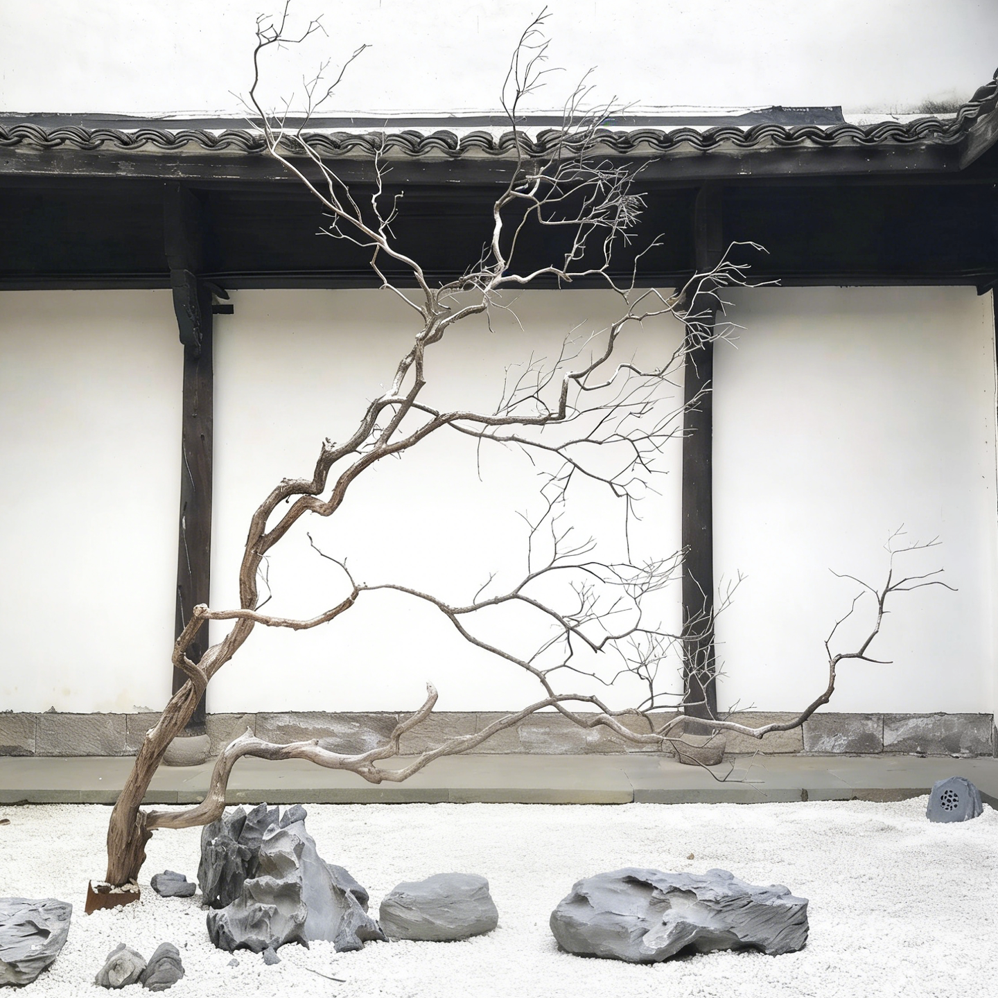 高端会所景观装饰大型落地枯树