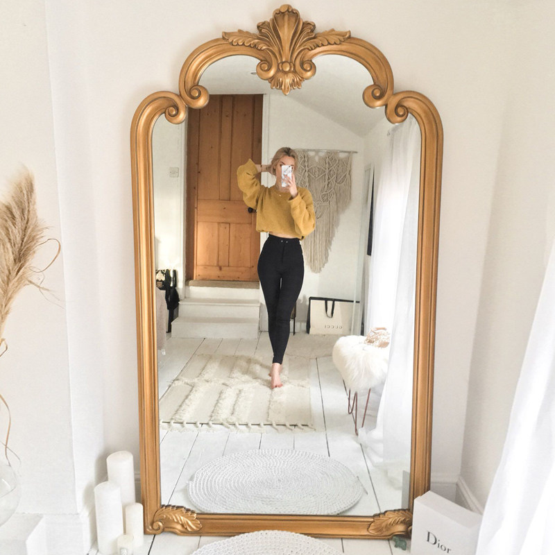 欧式家用客厅衣帽间落地穿衣镜服装店试衣镜子法式雕花复古全身镜