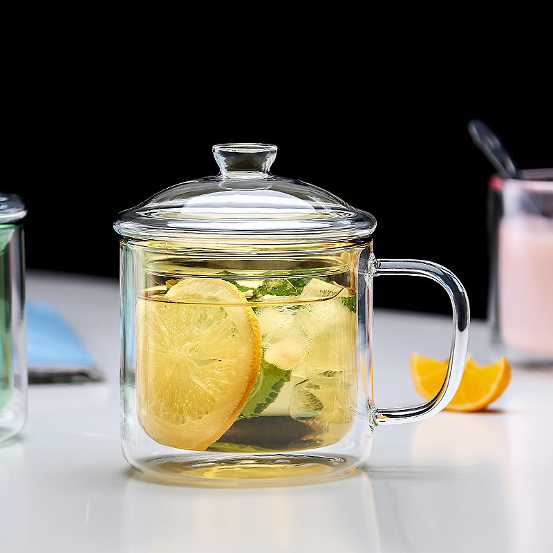 弘佰特  复古双层隔热玻璃茶缸杯子送 领导 送上司送同事大气杯子