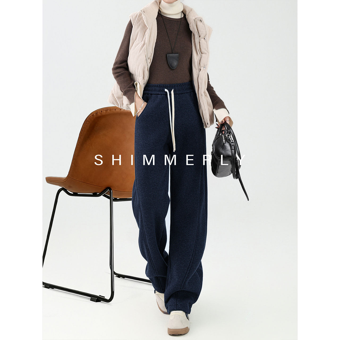 【复古港风】藏青色羊羔绒裤子女加厚加绒阔腿弯刀裤冬加长运动裤,女装/女士精品,休闲裤,淘宝优惠券,粉丝福利购,淘宝优惠卷