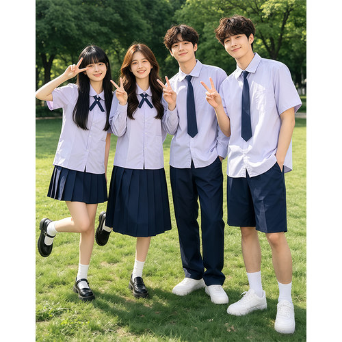 泰国泰式校服jk制服衬衫男女高初中日系学院风毕业照运动会班服套