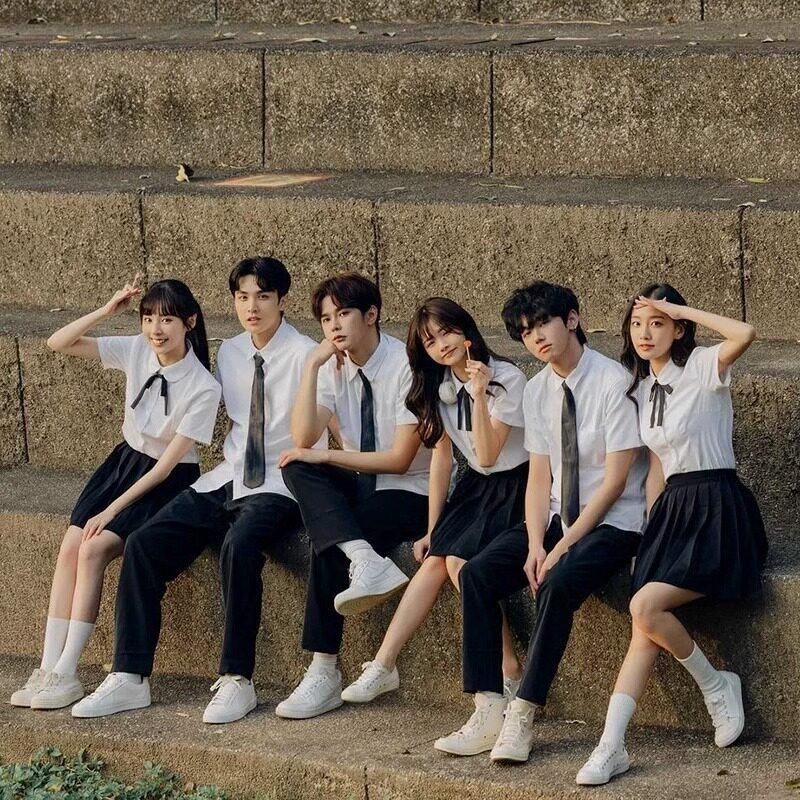 韩版毕业班服学院风套装高中表演合唱运动会演出服中学生夏季校服