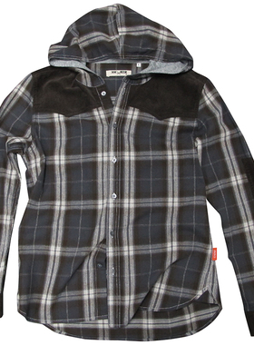 Schemer谋士男装格子帽衬衫帅气外套长袖修身内搭衬衣潮