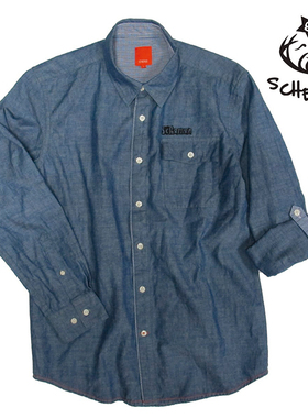 Schemer谋士蓝色衬衫潮气质新款修身男士职业装衬衣长袖打底上衣