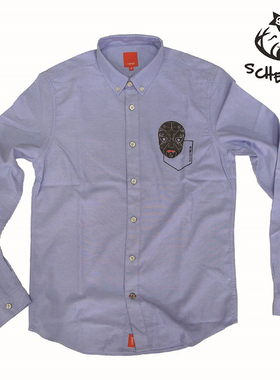 Schemer谋士男装衬衫蓝色百搭打底潮上衣内搭寸衫长袖休闲衬衣