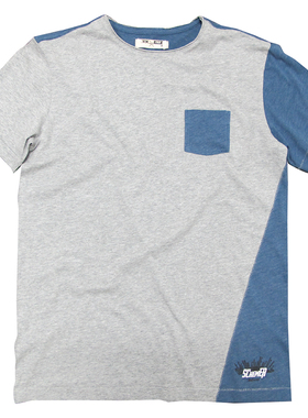 Schemer谋士男装拼布T恤短袖修身撞色衣服圆领夏季2021年新款