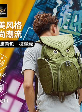 Morn Creations猫头鹰背包欧美风格休闲包双肩包男大容量旅行手提