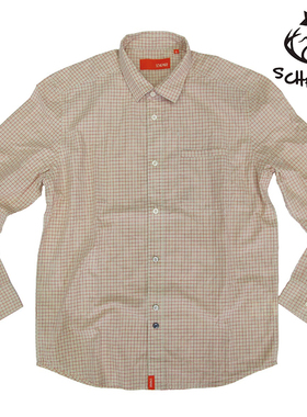 Schemer谋士橙米格子衬衫长袖修身棉质商务休闲衬衣潮2021春秋