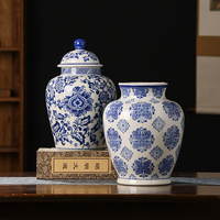 客莊陶瓷器手繪仿古青花瓷花瓶插花客廳中式裝飾家居電視柜擺件