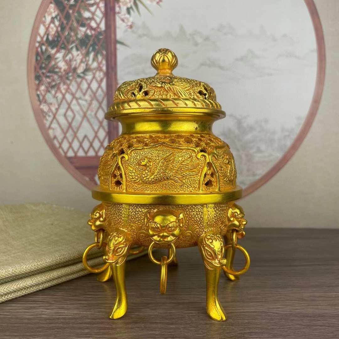 古董古玩唐代三层五足凤纹香炉香熏炉铜胎鎏金手工打制精美收藏器,金属材料及制品,其他金属制品,淘宝优惠券,粉丝福利购,淘宝优惠卷